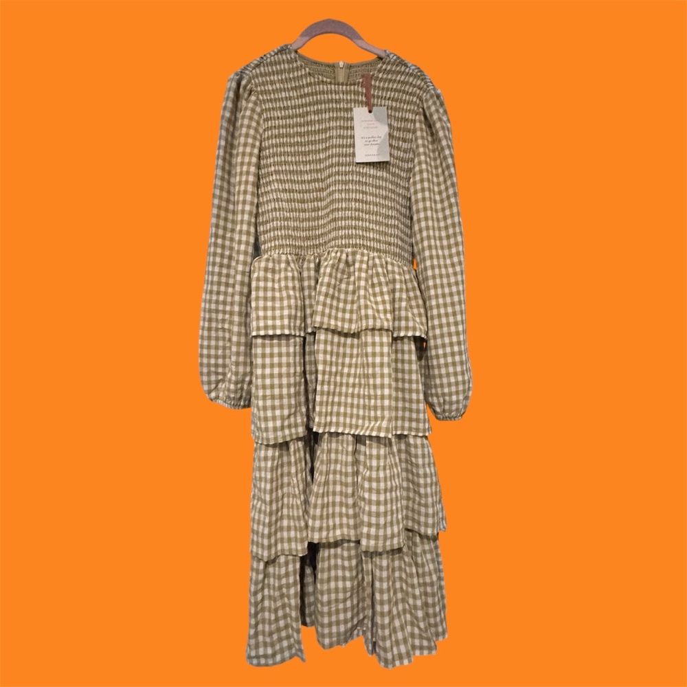 Jessakae Gingham Ruffled Tiered Dress NWT